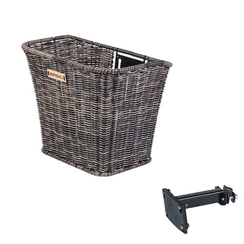 Kosz na kierownicę BASIL BREMEN RATAN LOOK FRONT BASKET, FM stem holder, wspornik 22.4-28.6mm nature brown (NEW)