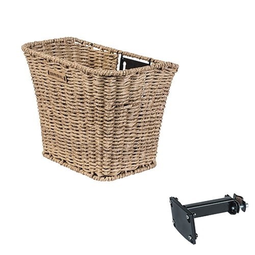 Kosz na kierownicę BASIL BREMEN RATAN LOOK FRONT BASKET, FM stem holder, wspornik 22.4-28.6mm seagrass (NEW)