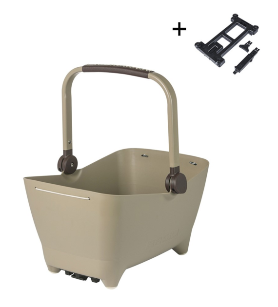 Kosz tylny na bagażnik BASIL BUDDY DOG BICYCLE BASKET REAR MIK, MIK system (ready to go), Adapter Plate 2.0 (blokada), plastik, poduszka, biscotti brown (NEW)
