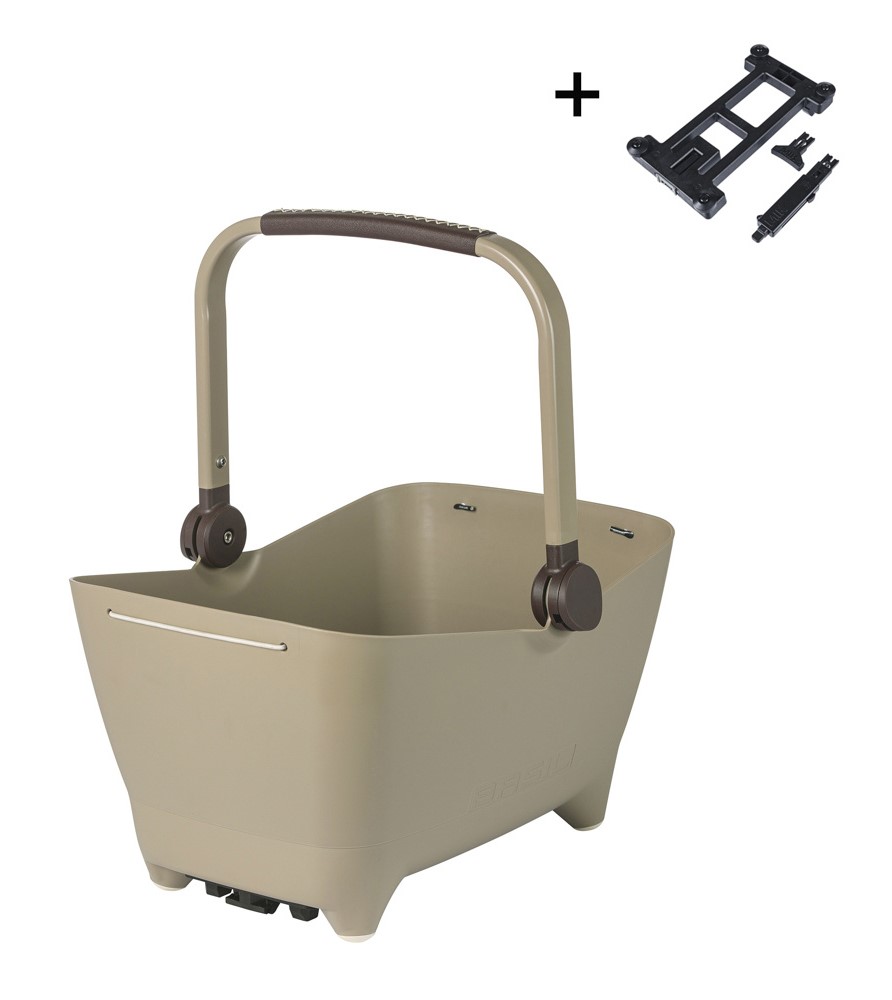 Kosz na tylny bagażnik BASIL BUDDY DOG BICYCLE BASKET REAR MIK, MIK system (ready to go) plastik, poduszka, biscotti brown (NEW 2025)