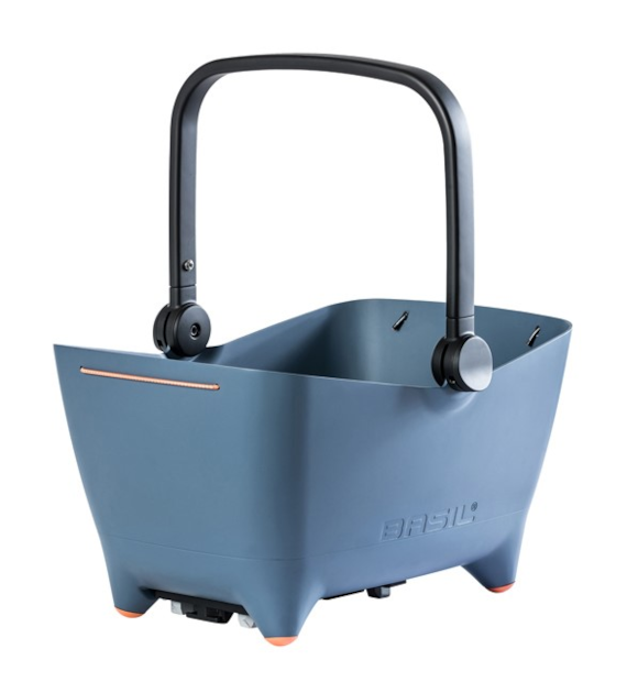 Kosz tylny na bagażnik BASIL BUDDY DOG BICYCLE BASKET REAR MIK, MIK system (ready to go), Adapter Plate 2.0 (blokada), plastik, poduszka, faded denim (NEW)