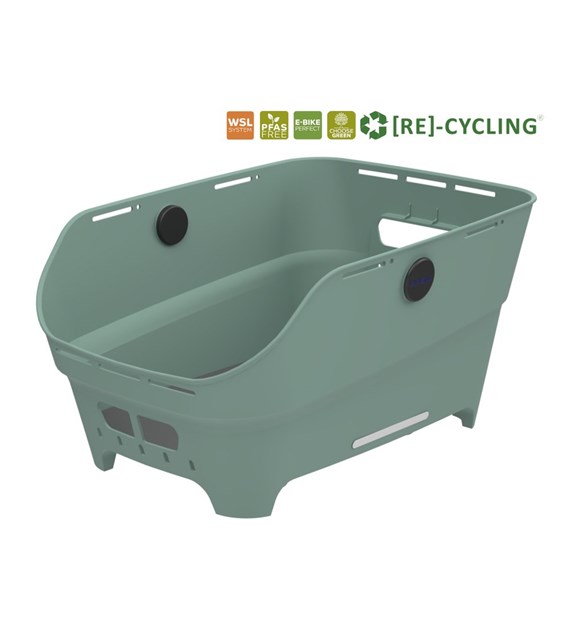 Kosz tylny na bagażnik BASIL CENTO NEO rear bicycle basket, 21L WSL System, silvergreen (NEW 2026)