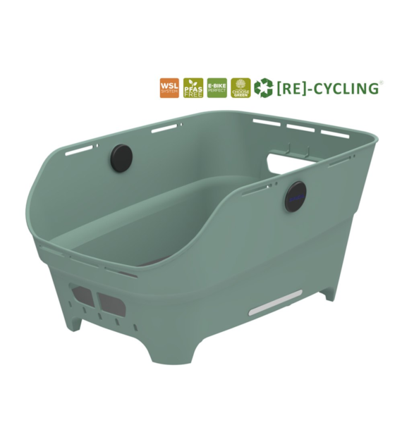 Kosz tylny na bagażnik BASIL CENTO NEO rear bicycle basket, 21L WSL System, silvergreen (NEW 2026)