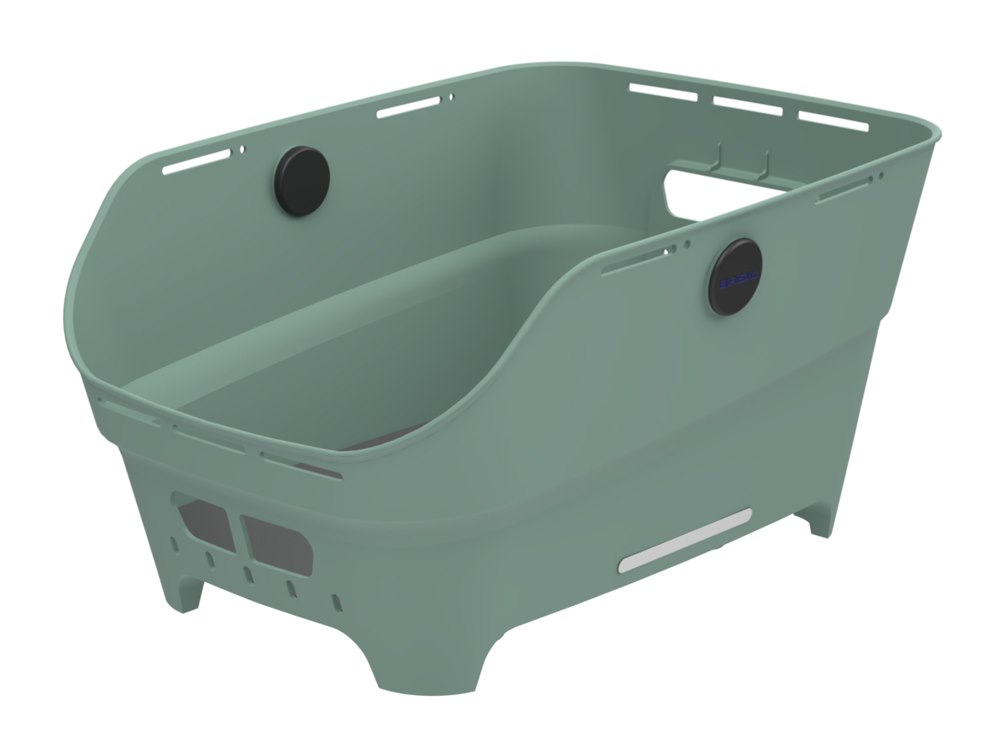 Kosz na tylny bagażnik BASIL CENTO NEO rear bicycle basket, 21L WSL System, silvergreen (NEW 2026)