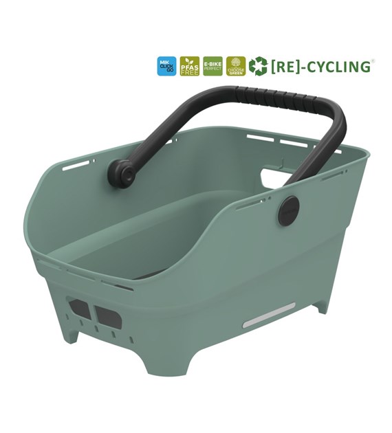 Kosz tylny na bagażnik BASIL CENTO NEO rear bicycle basket, 21L MIK System (ready to go), silvergreen (NEW 2026)