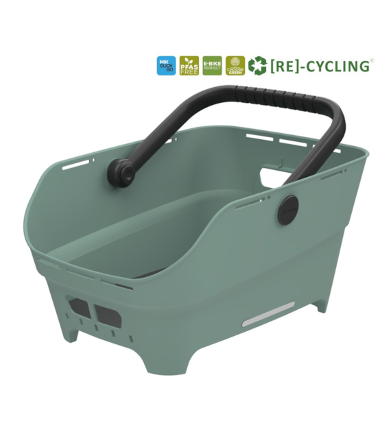 Kosz tylny na bagażnik BASIL CENTO NEO rear bicycle basket, 21L MIK System (ready to go), silvergreen (NEW 2026)