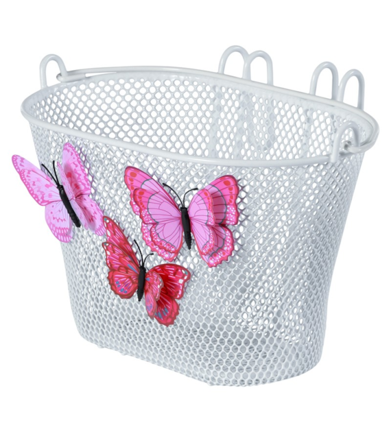 Kosz na kierownicę BASIL JASMIN BASKET JUNIOR BUTTERFLY BASKET 12 -20  stalowy biały (NEW)