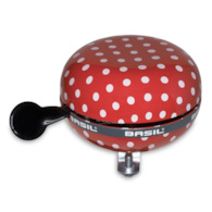 Dzwonek rowerowy BASIL BIG BELL POLKADOT 80mm, red/white dots (WYPRZEDAŻ -50%)
