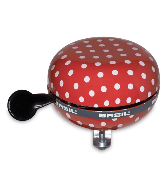Dzwonek rowerowy BASIL BIG BELL POLKADOT 80mm, red/white dots (WYPRZEDAŻ -50%)