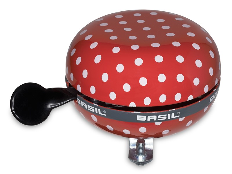 Dzwonek rowerowy BASIL BIG BELL POLKADOT 80mm, red/white dots (NEW 2024)