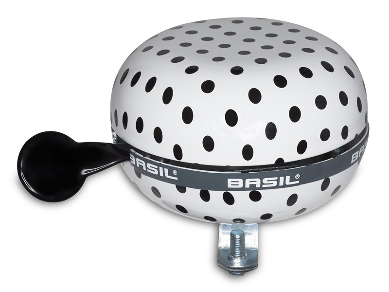 Dzwonek rowerowy BASIL BIG BELL POLKADOT 80mm, white/black dots (NEW 2024)