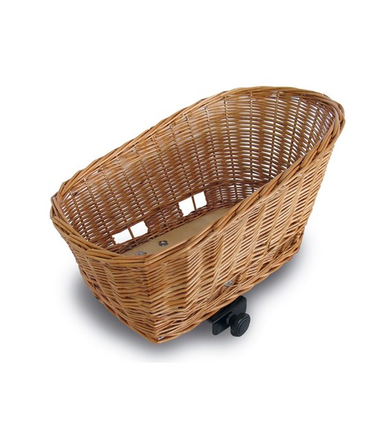 Kosz tylny na bagażnik BASIL PASJA REAR BASKET SENNA SYSTEM + CUSHION dla zwierząt 45cm, SENNA System, poduszka, wiklinowy natural (NEW)