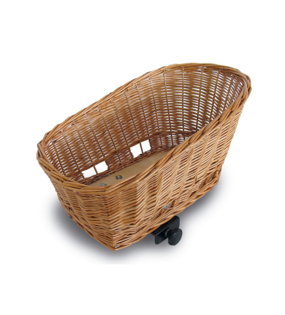 Kosz tylny na bagażnik BASIL PASJA REAR BASKET SENNA SYSTEM + CUSHION dla zwierząt 45cm, SENNA System, poduszka, wiklinowy natural (NEW)