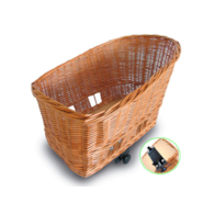 Kosz tylny na bagażnik BASIL PASJA REAR BASKET SENNA SYSTEM + CUSHION dla zwierząt 50cm, SENNA System, poduszka, wiklinowy natural (NEW)