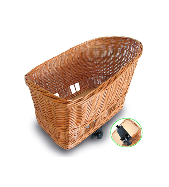 Kosz tylny na bagażnik BASIL PASJA REAR BASKET SENNA SYSTEM + CUSHION dla zwierząt 50cm, SENNA System, poduszka, wiklinowy natural (NEW)