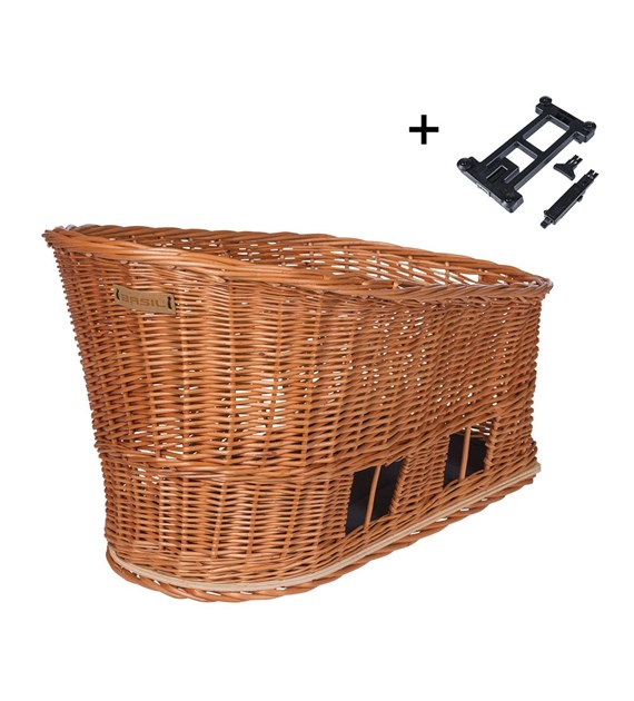 Kosz tylny na bagażnik BASIL PASJA dla zwierząt MIK 50cm, MIK System (ready to go), Adapter Plate 2.0 (blokada), wiklinowy, natural (NEW 2026)