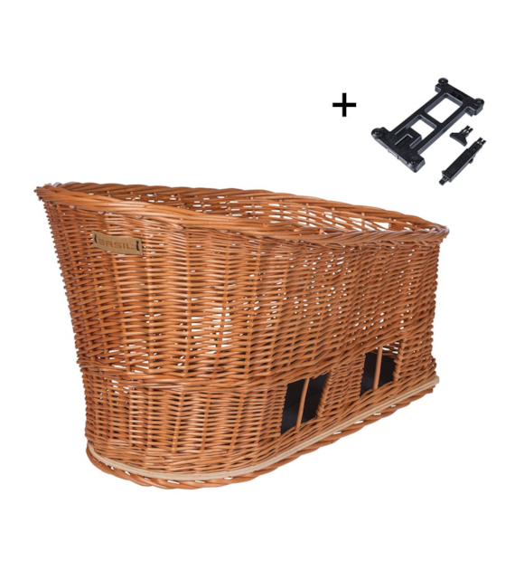 Kosz tylny na bagażnik BASIL PASJA dla zwierząt MIK 50cm, MIK System (ready to go), Adapter Plate 2.0 (blokada), wiklinowy, natural (NEW 2026)