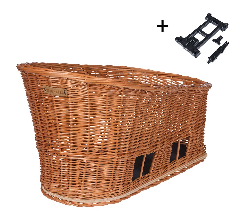 Kosz tylny na bagażnik BASIL PASJA dla zwierząt MIK 50cm, MIK System (ready to go), Adapter Plate 2.0 (blokada), wiklinowy, natural (NEW 2026)