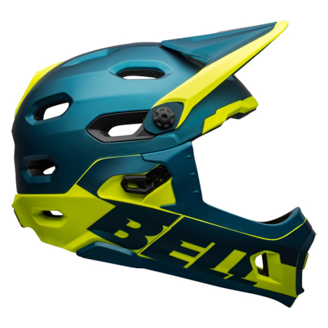 Kask full face BELL SUPER DH SPHERICAL matte gloss blue hi-viz (WYPRZEDAŻ -50%)