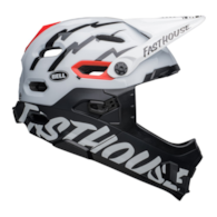 Kask full face BELL SUPER DH SPHERICAL fasthouse matte gloss black white roz. L (58–62 cm) (NEW 2025)