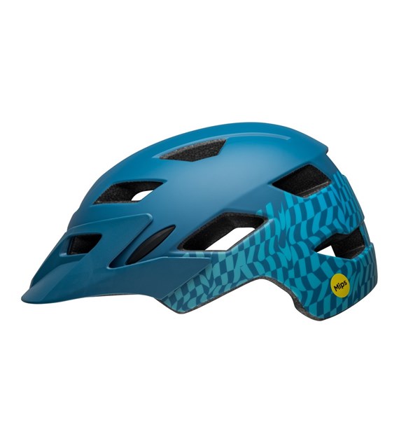 Kask dziecięcy BELL SIDETRACK wavy checks matte blue roz. Uniwersalny (47–54 cm) (NEW 2025)