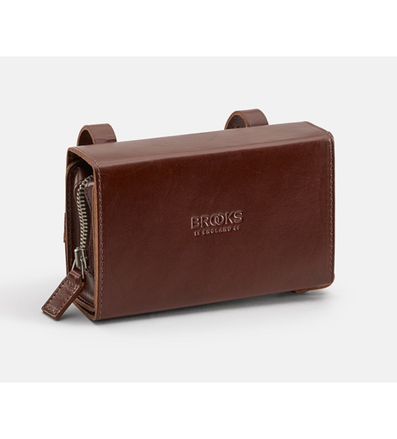 Torba podsiodłowa BROOKS D-SHAPED, Brown, Pojemność 0,75L, Mocowanie na paskach, Garbowana skóra (NEW)