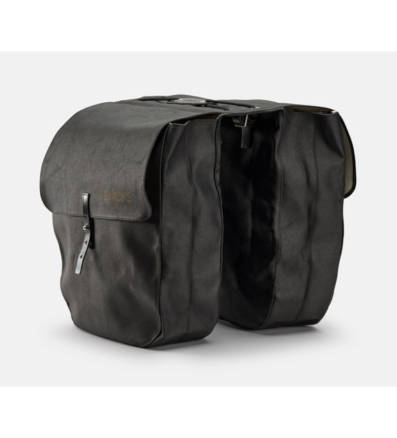 Sakwy BROOKS BRICK LANE PANNIERS, Black/Black, Pojemność 2x15L, Mocowanie na paskach, Garbowana skóra (NEW)