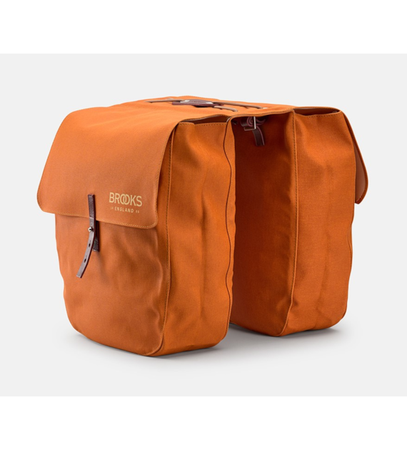 Sakwy BROOKS BRICK LANE PANNIERS, Gooseback/Maroon, Pojemność 2x15L, Mocowanie na paskach, Garbowana skóra (NEW)