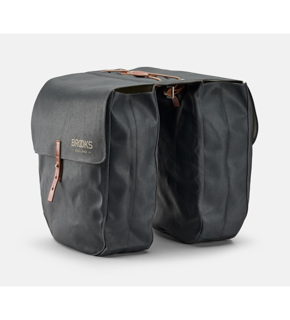 Sakwy BROOKS BRICK LANE PANNIERS, Grey/Honey, Pojemność 2x15L, Mocowanie na paskach, Garbowana skóra (NEW)