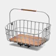 Kosz na przedni/tylny bagażnik PECKHAM LOW BASKET, Aluminium, Skórzana rączka, UNIKLIP II system (NEW)