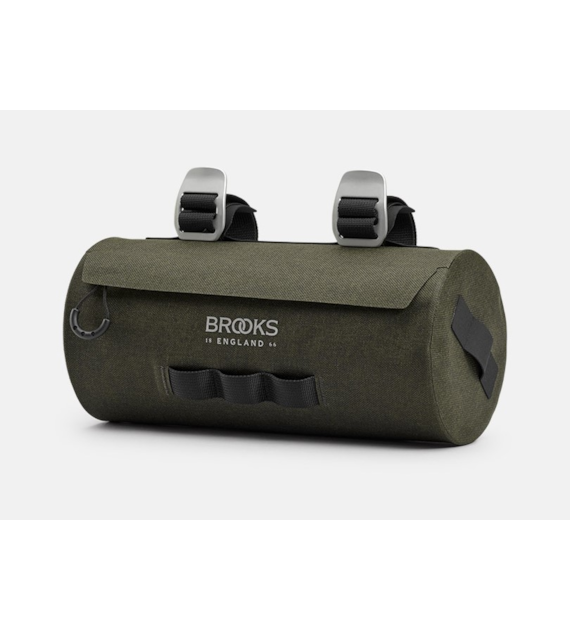 Torba na kierownicę BROOKS SCAPE HANDLEBAR POUCH, Mud Green, Pojemność 3L, Mocowanie na paskach, Wodoodporna (NEW)