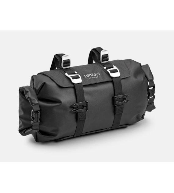 Torba na kierownicę BROOKS SCAPE HANDLEBAR ROLL, Black, Pojemność 9-11L, Mocowanie na paskach, Wodoodporność IPX4 (NEW)
