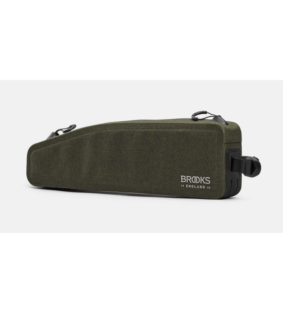 Torba na ramę BROOKS SCAPE LONG TOP TUBE, Mud Green, Pojemność 1,5L, Mocowanie na paskach, Wodoodporna (NEW)
