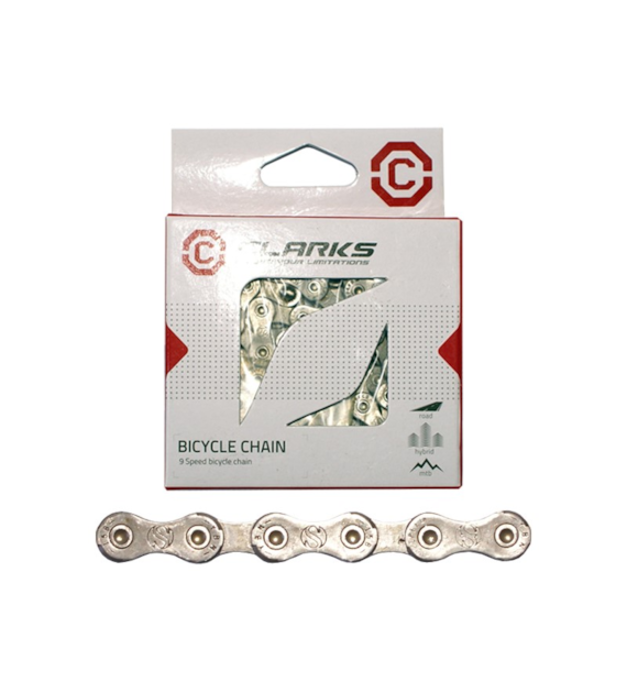 Łańcuch rowerowy CLARKS C9, 9-rzędowy, 116 ogniw + Spinka, 1/2 x11/128  (NEW)