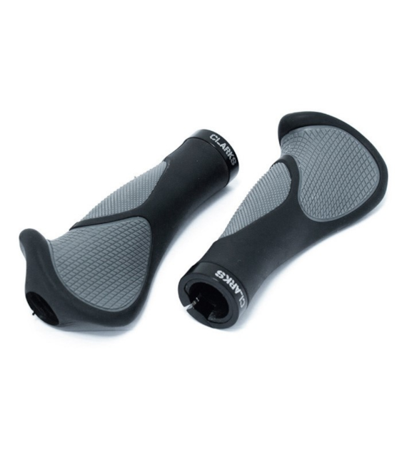 Chwyty kierownicy CLARKS CE-233, Ergonomiczne 135mm, Pierścień blokujący Lock-On, Czarno-szare (NEW)