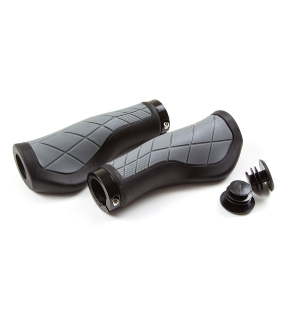 Chwyty kierownicy CLARKS CE-315, Ergonomiczne 135mm, Pierścień blokujący Lock-On, Czarno-szare (NEW)