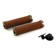 Chwyty kierownicy CLARKS CLO-201, Double Lock-On 130mm, Brązowe, Pierścienie Szare (DWZ)