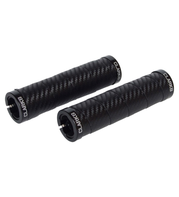 Chwyty kierownicy CLARKS CLO-215, Double Lock-On 130mm,  Czarny carbon z owijką szosową (DWZ)