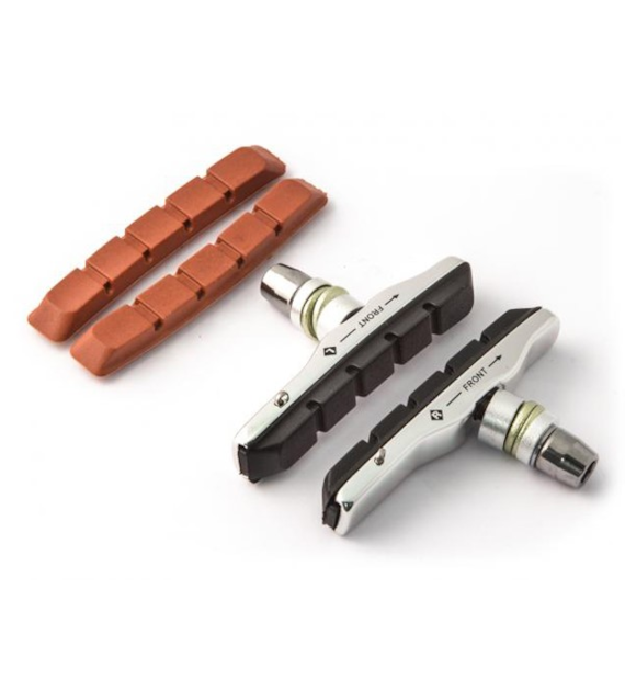 Klocki hamulcowe V-brake CLARKS CP513 MTB/HYBRID, 72mm, Obudowa aluminiowa, Warunki Suche i Mokre, MTB, XTR V-brake, Czarne + 2x wkładki czerwone (NEW)