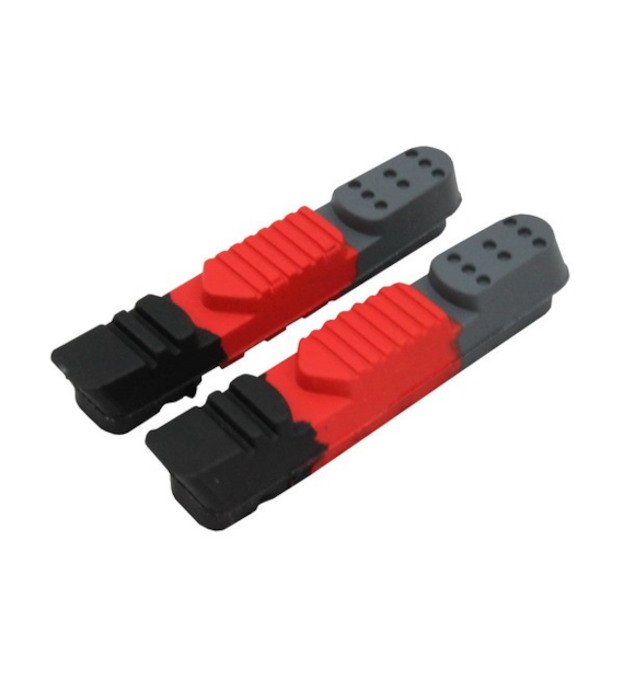 Wkładki klocków hamulcowych V-brake CLARKS CPS220 ELITE ROAD INSERTS, Dla Shimano/Sram/Tektro/Campagnolo, 55mm, Warunki Suche i Mokre, Szosa, Czarno-czerwono-szare (NEW)