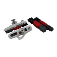Klocki hamulcowe V-brake CLARKS CPS240 ELITE ROAD PADS & INSERTS, Dla Shimano/Sram/Tektro/Campagnolo, 55mm, Warunki Suche i Mokre, Szosa, Białe z czarno-czerwono-szarymi okładzinami + 2x okładziny ekstra (NEW)