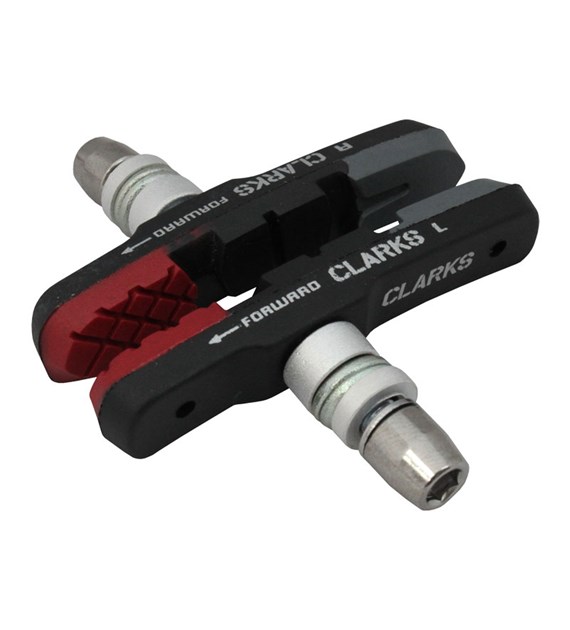 Klocki hamulcowe CLARKS CPS301, 72mm, Warunki Suche i Mokre, MTB, V-brake, Czerwono-czarno-szare