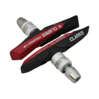 Klocki hamulcowe V-brake CLARKS CPS958 INTEGRATED PADS MTB/HYBRID ELITE, 72mm, Warunki Suche i Mokre, V-brake, Mtb, Czerwono-czarne (NEW)