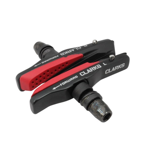 Klocki hamulcowe V-brake CLARKS CPS959 PADS MTB/HYBRID ELITE, 72mm, Lekka obudowa aluminiowa, Warunki Suche i Mokre, V-brake, Mtb, Czerwono-czarne (NEW)