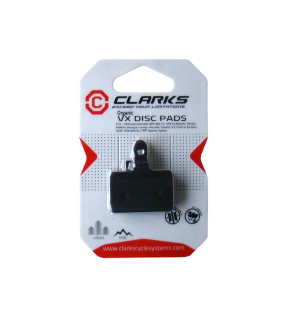 Okładziny hamulcowe CLARKS VX811 Żywiczne, Dla SHIMANO/TEKTRO & TRP (Shimano Deore M515, M475, M525, M465, M495, Tektro Draco, Dorado, Orion, Auriga, Aquila, HDC300, TRP - Spyre, Hylex, Clarks CMD-32, S2, Clout 1) (NEW)