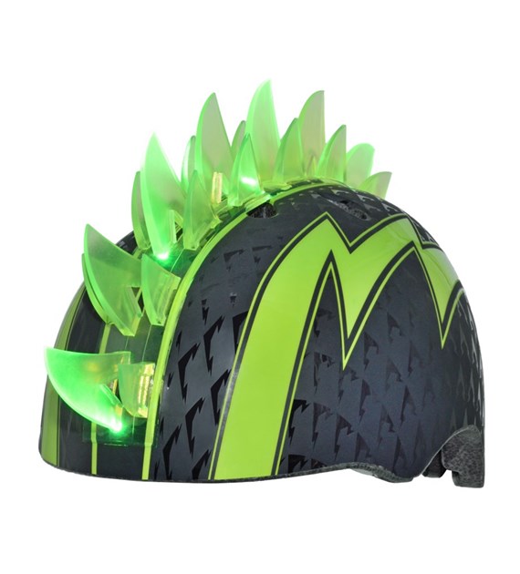 Kask dziecięcy juniorski RASKULLZ BOLT LED GREEN roz. S CHILD FS 5+ (50-54 cm) (NEW 2026)