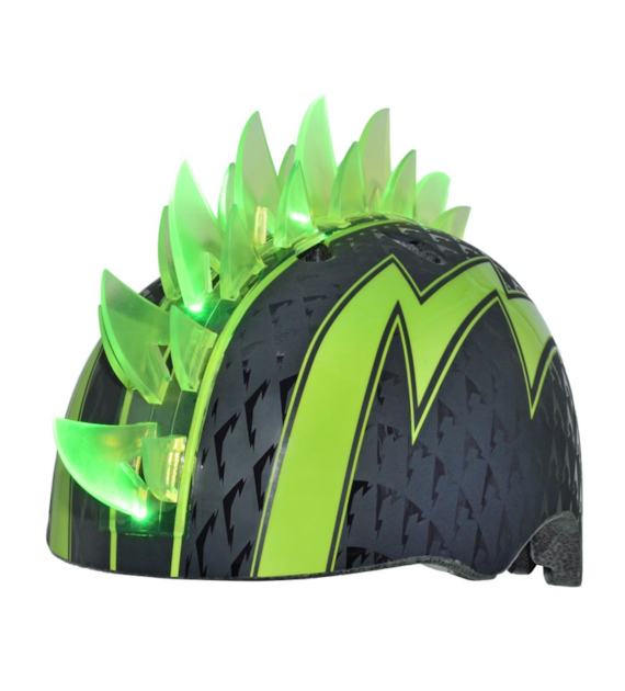 Kask dziecięcy juniorski RASKULLZ BOLT LED GREEN roz. S (50-54 cm)