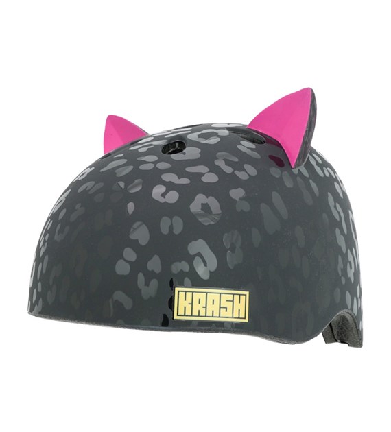 Kask dziecięcy juniorski KRASH LEOPARD KITTY BLACK roz. M YOUTH FS 8+ (54-58 cm) (NEW 2026)