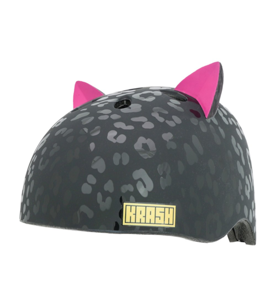 Kask dziecięcy juniorski KRASH LEOPARD KITTY BLACK roz. M (54-58 cm).