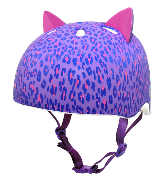 Kask dziecięcy juniorski KRASH LEOPARD KITTY PURPLE roz. M (54-58 cm)